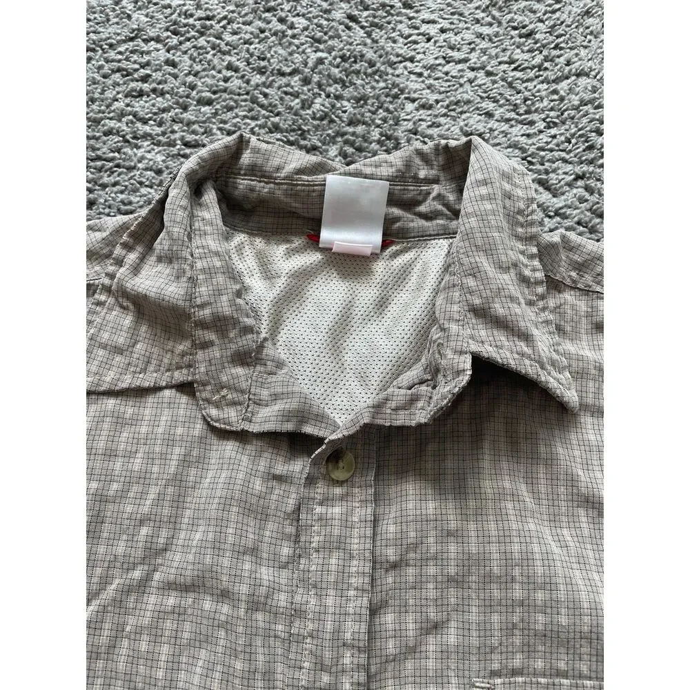 North Face Mens Long Sleeve Button Down Sz M Hiking Utility Nylon Gorpcore